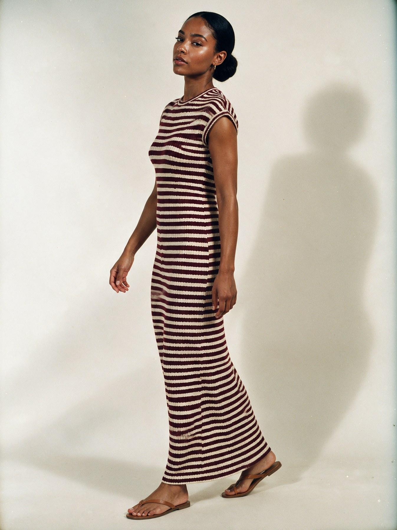 The Stripe Maxi in Burgundy