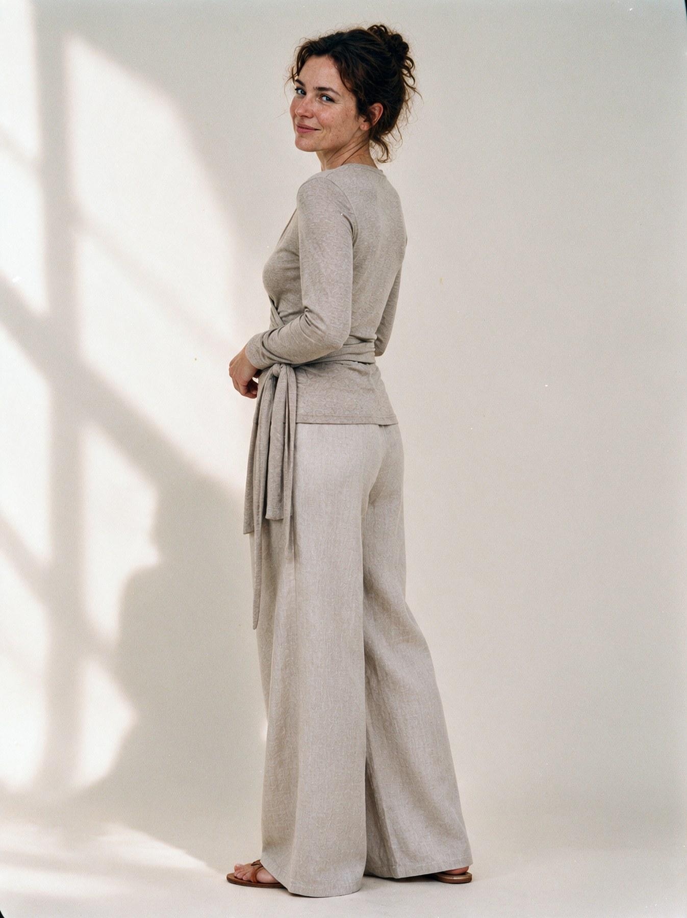 The Wrap Top in Beige