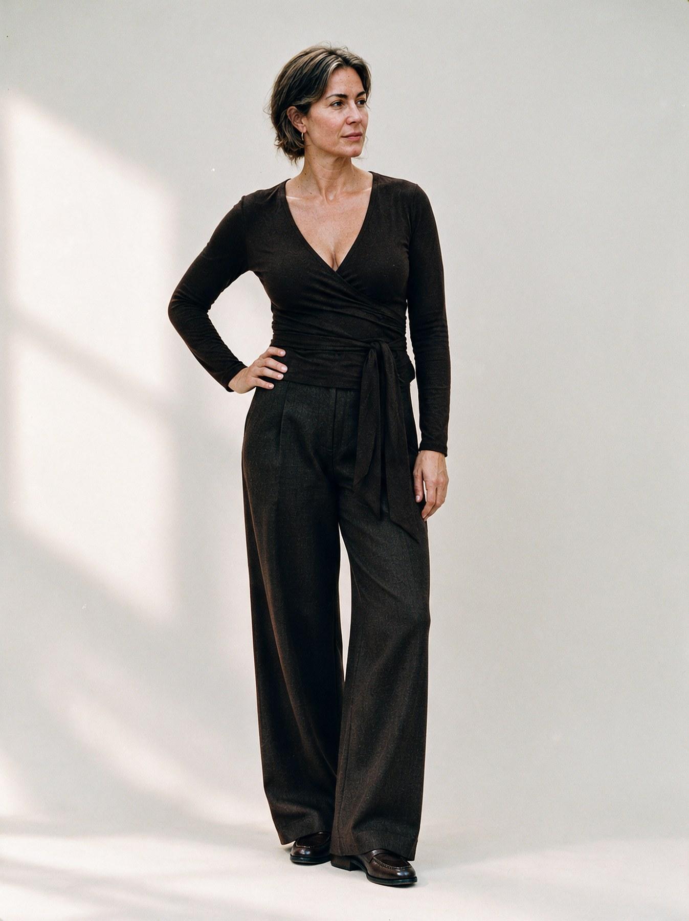 The Wrap Top in Brown