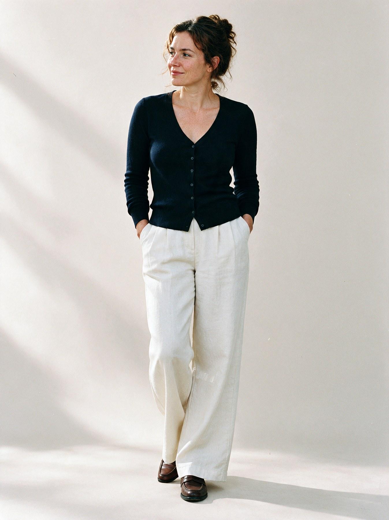 The Fine-Knit Cardigan in Navy