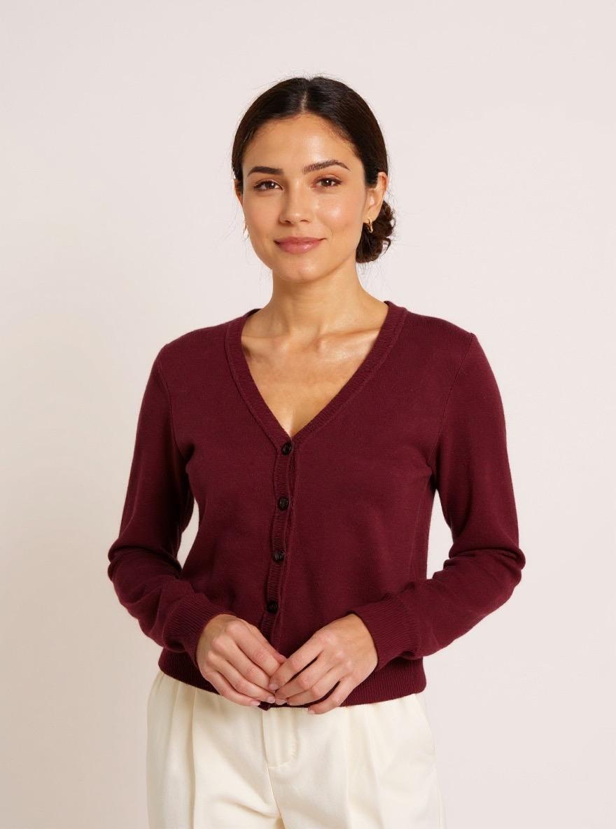 The Fine-Knit Cardigan in Burgundy