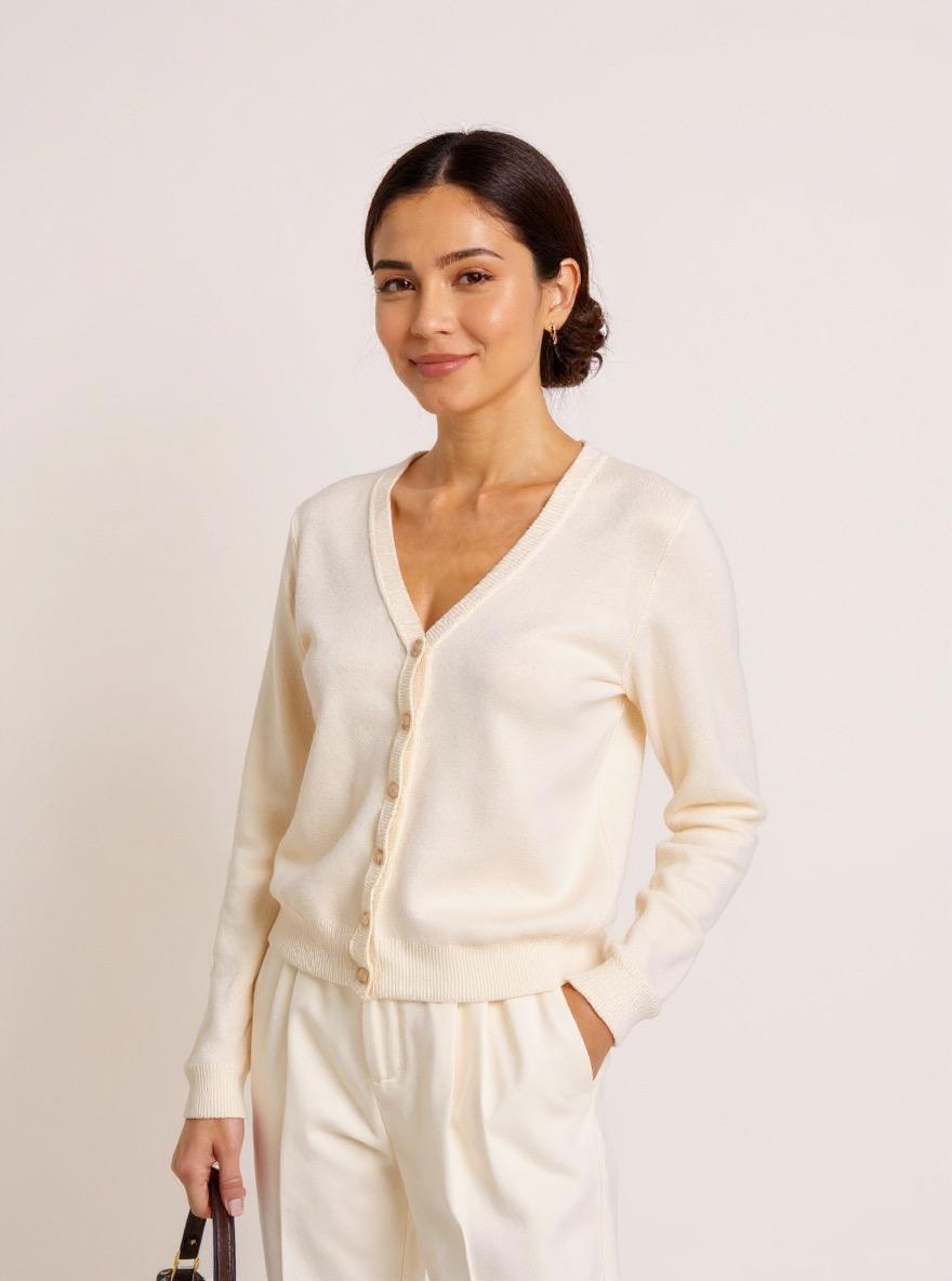 The Fine-Knit Cardigan in Cream