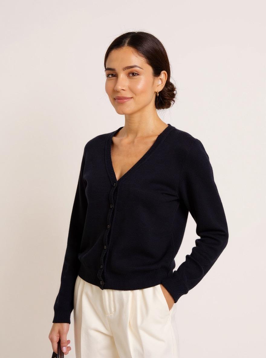 The Fine-Knit Cardigan in Navy