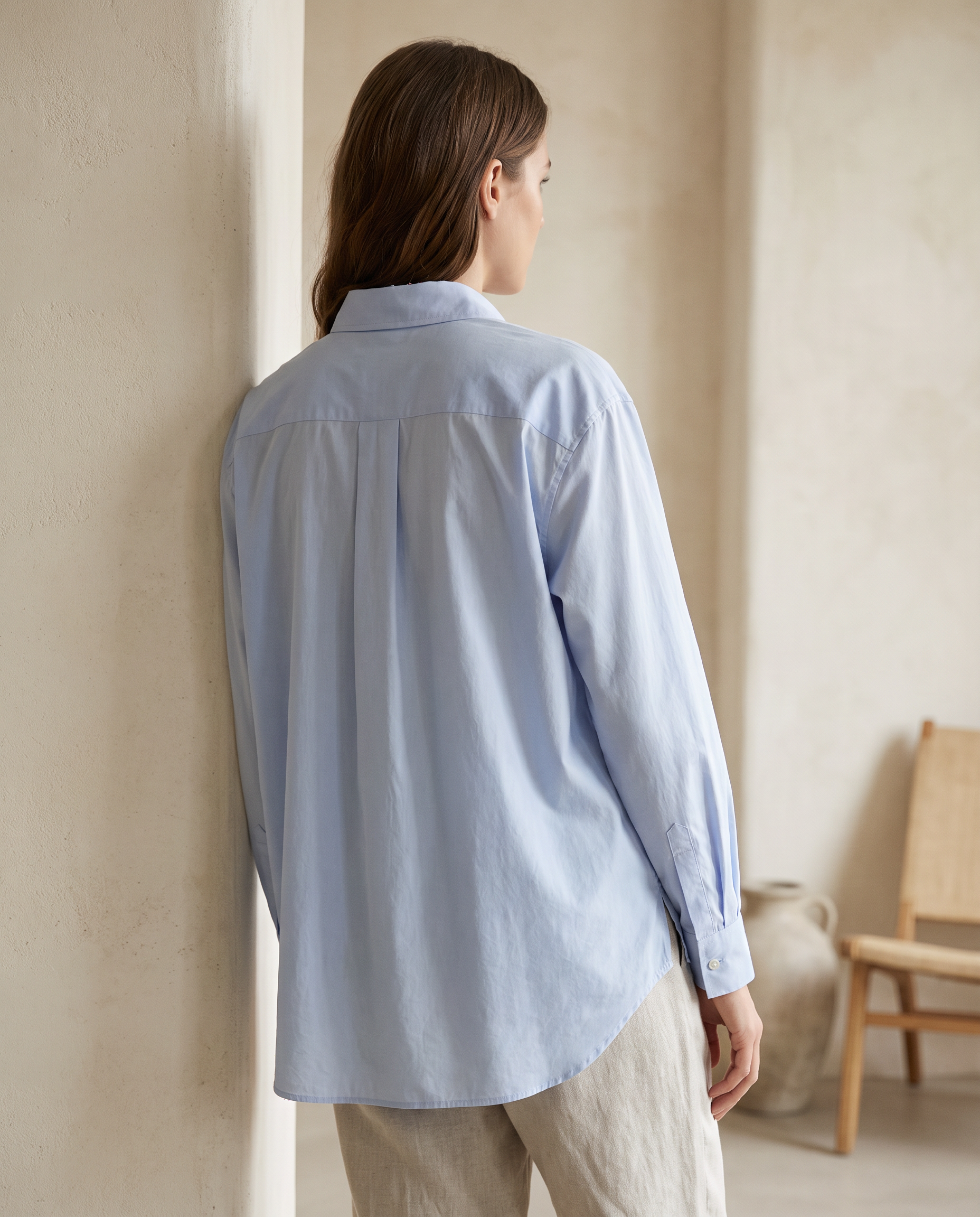 Pale blue cotton poplin shirt