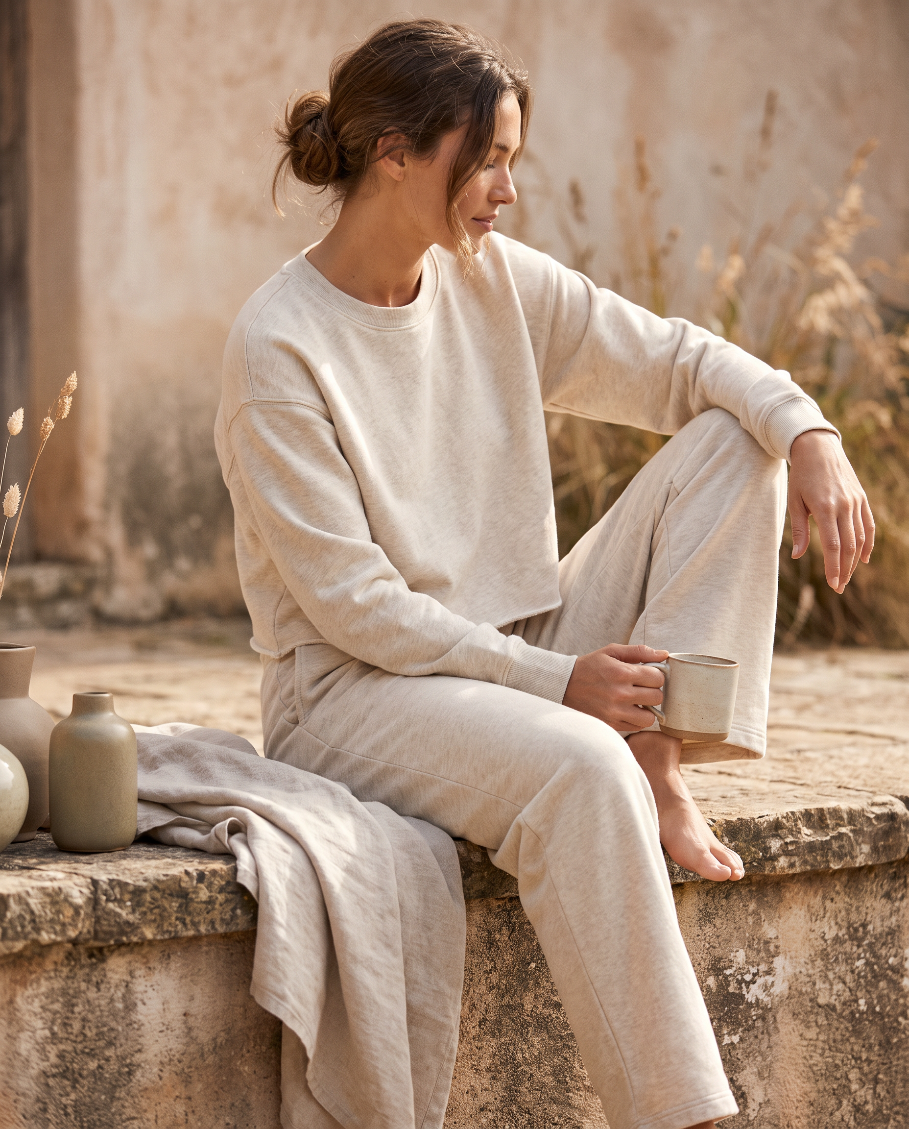 Oat organic cotton French terry co-ord