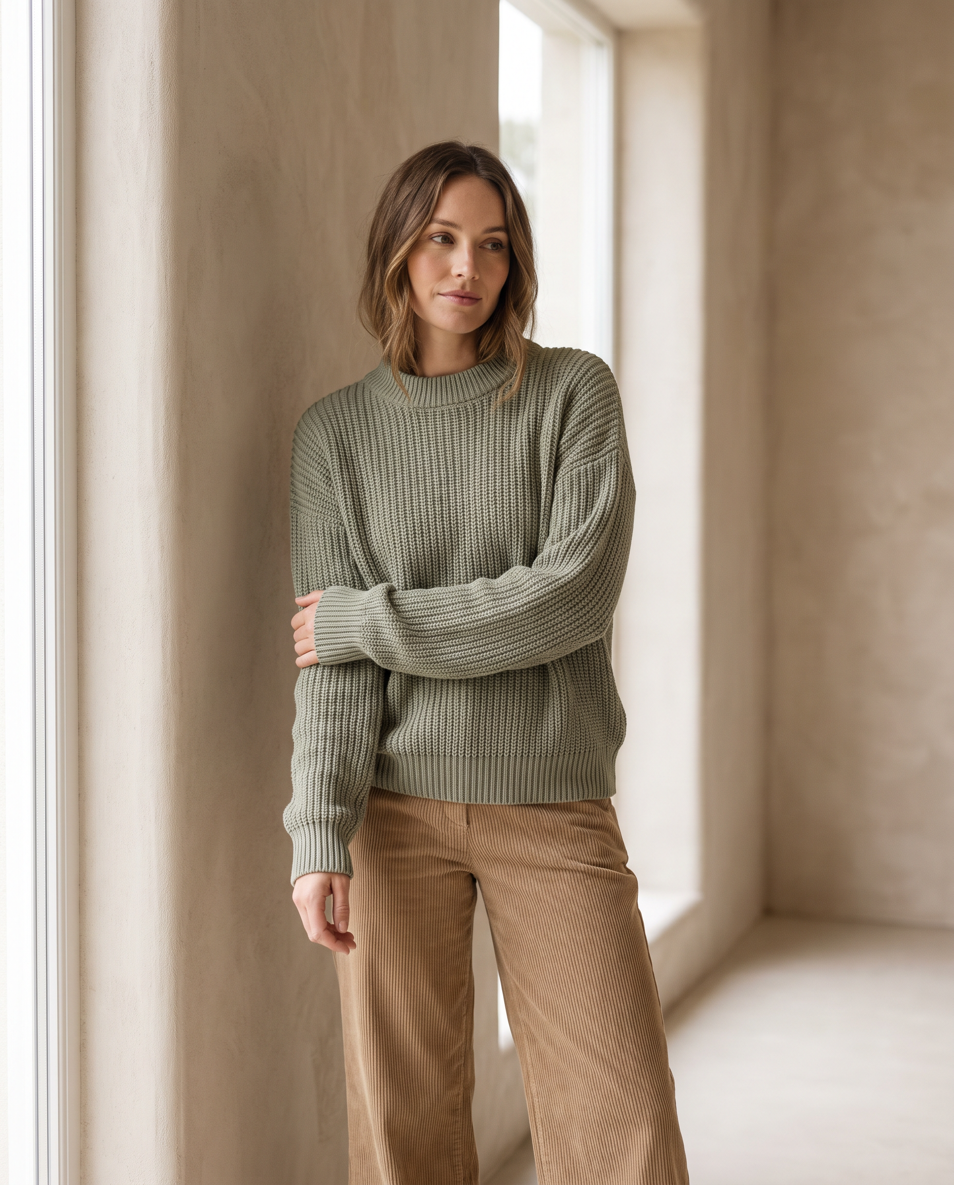 Sage cotton knit jumper